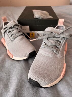 adidas gray and pink NMD knit sneakers - 6W